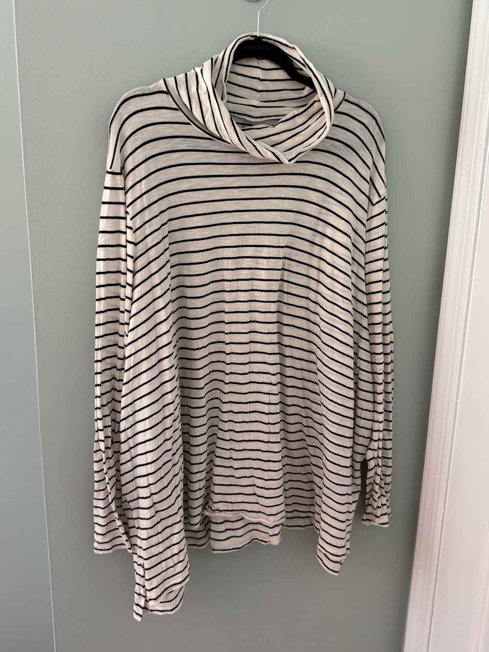Madewell Cream and Black Striped Long Sleeve Tee